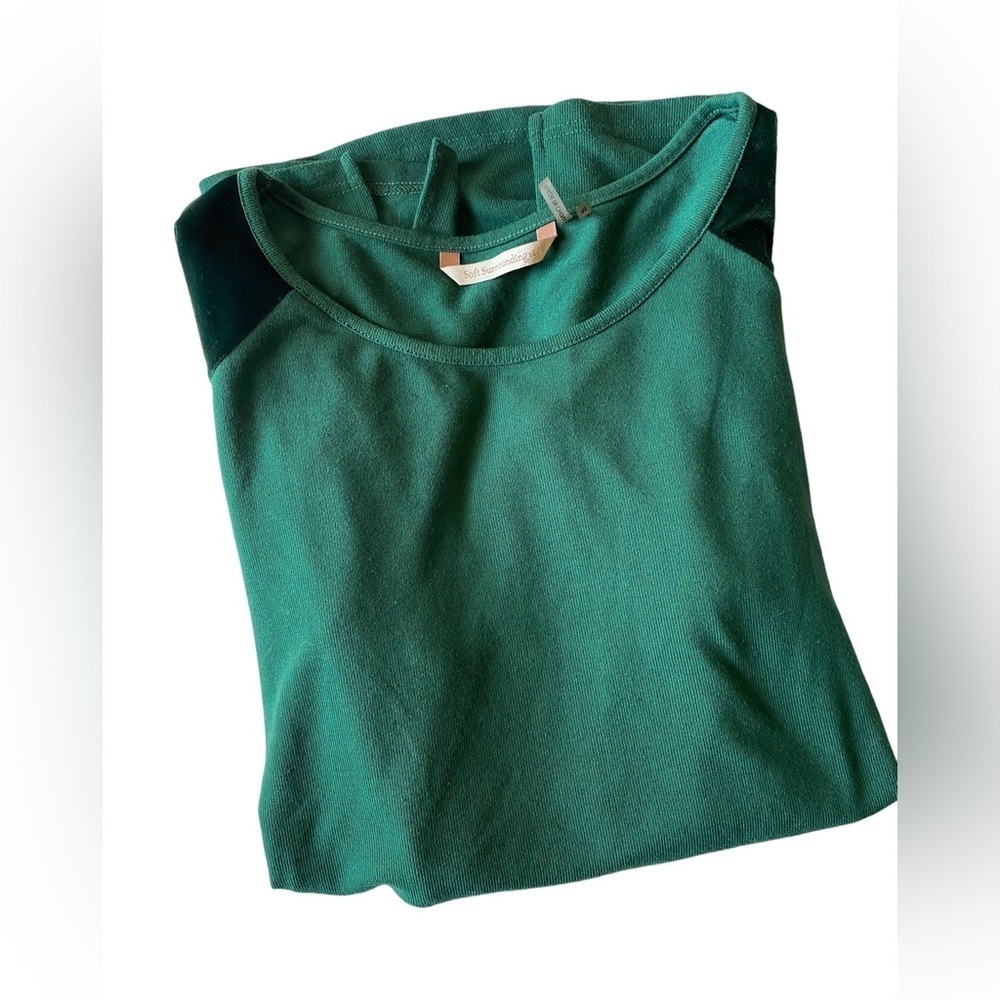 SOFT SURROUNDINGS Emerald Green Velvet Long Sleeves Tunic Top, Size M - Picture 9 of 9